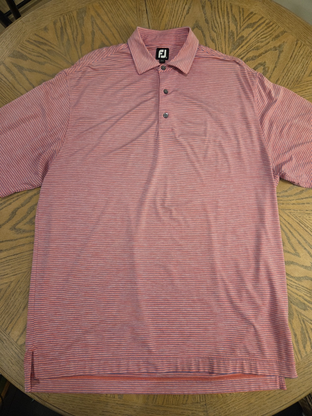 FootJoy Golf Polo Shirt Men Large Pink Blue Striped ProDry Country Club Top